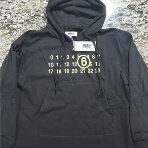MM6 Maison Martin Margiela Quarter Zip Hoodie Black Brand New Size Medium